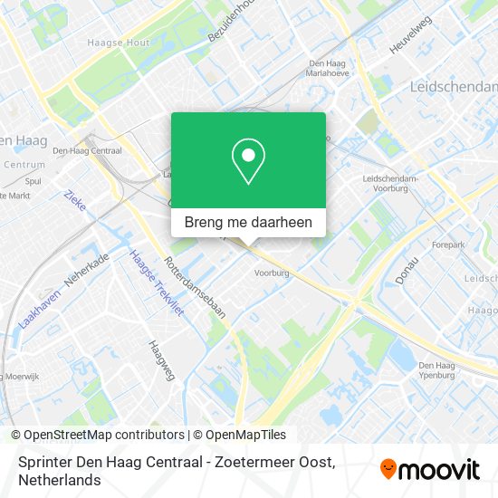 Sprinter Den Haag Centraal - Zoetermeer Oost kaart