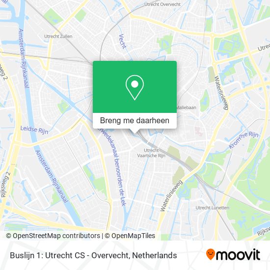 Buslijn 1: Utrecht CS - Overvecht kaart
