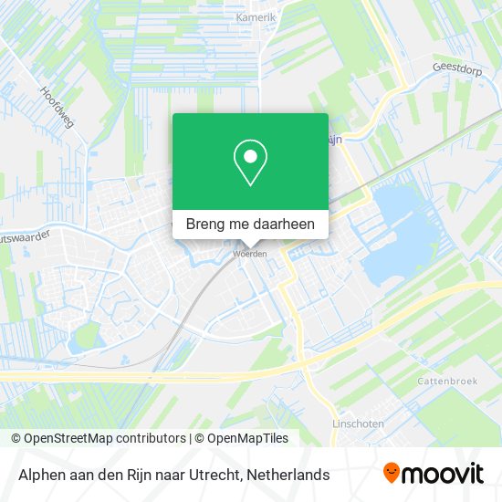 Alphen aan den Rijn naar Utrecht kaart