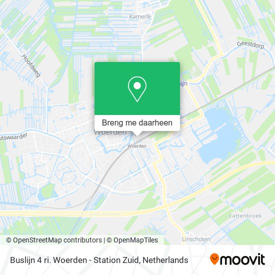 Buslijn 4 ri. Woerden - Station Zuid kaart