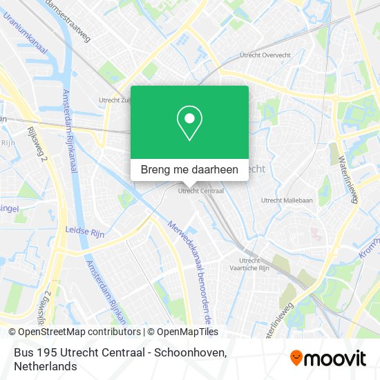 Bus 195 Utrecht Centraal - Schoonhoven kaart