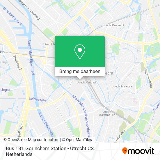 Bus 181 Gorinchem Station - Utrecht CS kaart