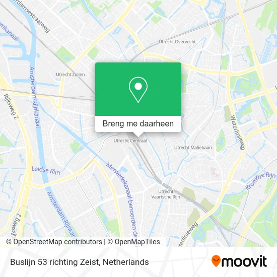 Buslijn 53 richting Zeist kaart