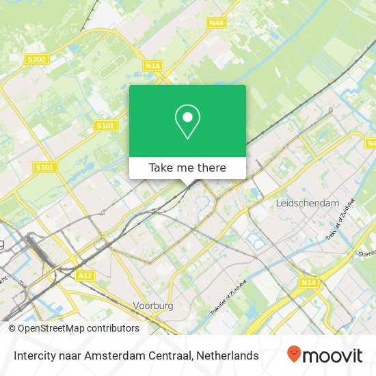 Intercity naar Amsterdam Centraal kaart