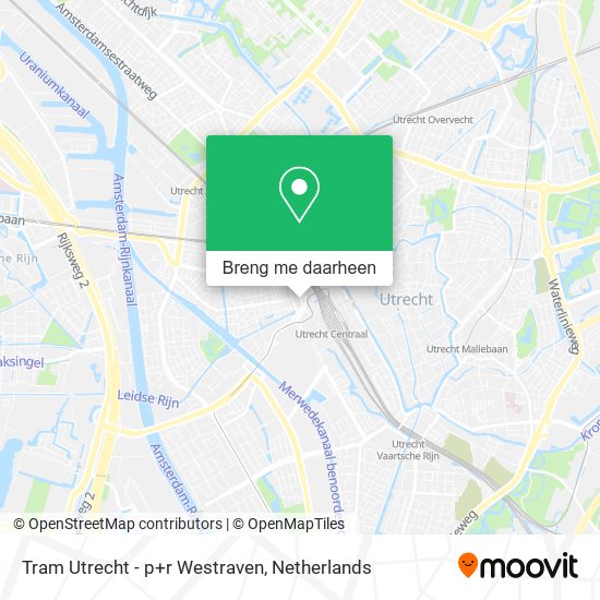 Tram Utrecht - p+r Westraven kaart