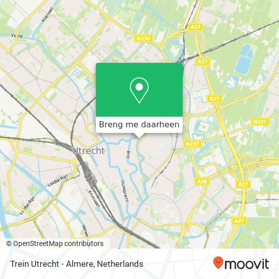 Trein Utrecht - Almere kaart