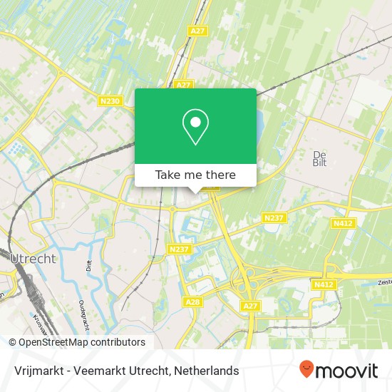 Vrijmarkt - Veemarkt Utrecht kaart