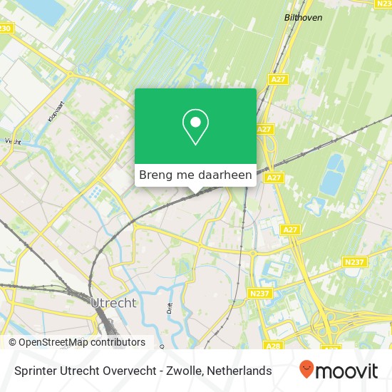 Sprinter Utrecht Overvecht - Zwolle kaart