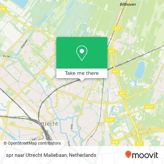 spr naar Utrecht Maliebaan kaart