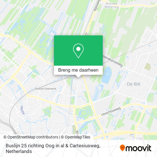 Buslijn 25 richting Oog in al & Cartesiusweg kaart