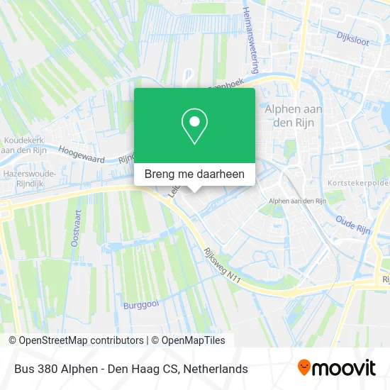 Bus 380 Alphen - Den Haag CS kaart