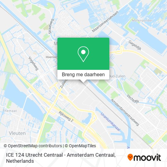 ICE 124 Utrecht Centraal - Amsterdam Centraal kaart