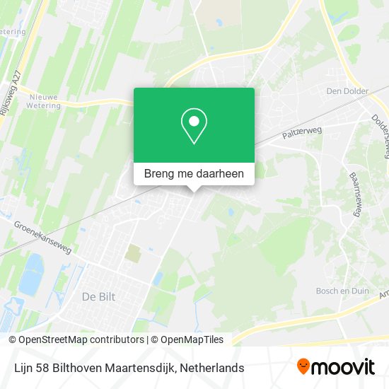 Lijn 58 Bilthoven Maartensdijk kaart
