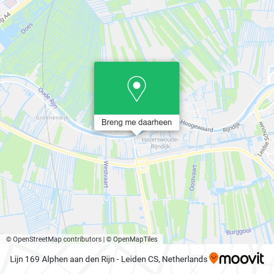 Lijn 169 Alphen aan den Rijn - Leiden CS kaart