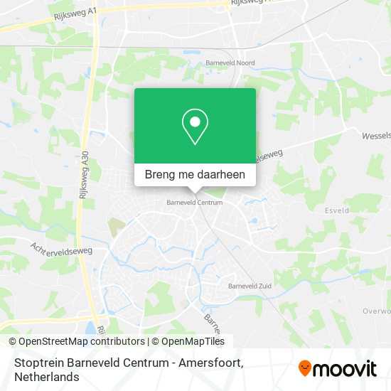 Stoptrein Barneveld Centrum - Amersfoort kaart