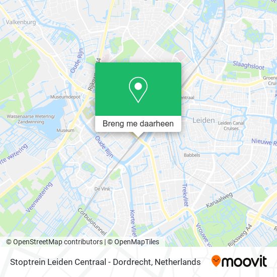 Stoptrein Leiden Centraal - Dordrecht kaart