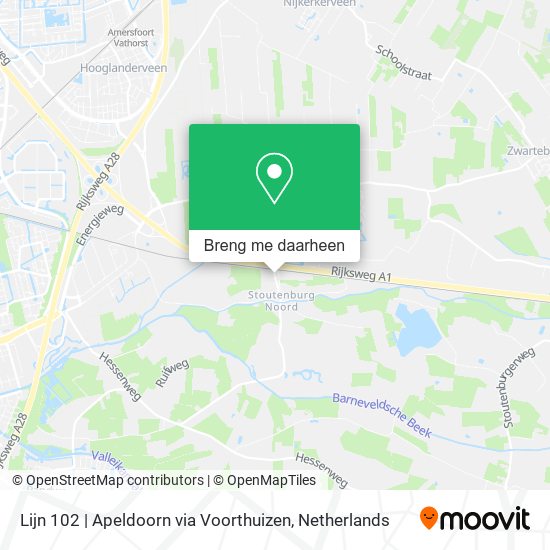 Lijn 102 | Apeldoorn via Voorthuizen kaart