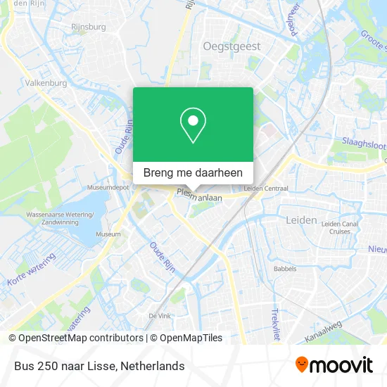 Bus 250 naar Lisse kaart