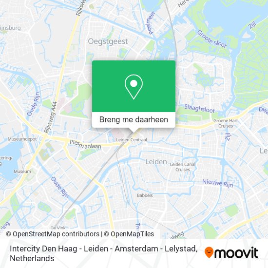 Intercity Den Haag - Leiden - Amsterdam - Lelystad kaart