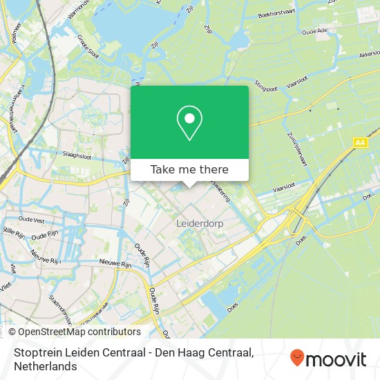Stoptrein Leiden Centraal - Den Haag Centraal kaart