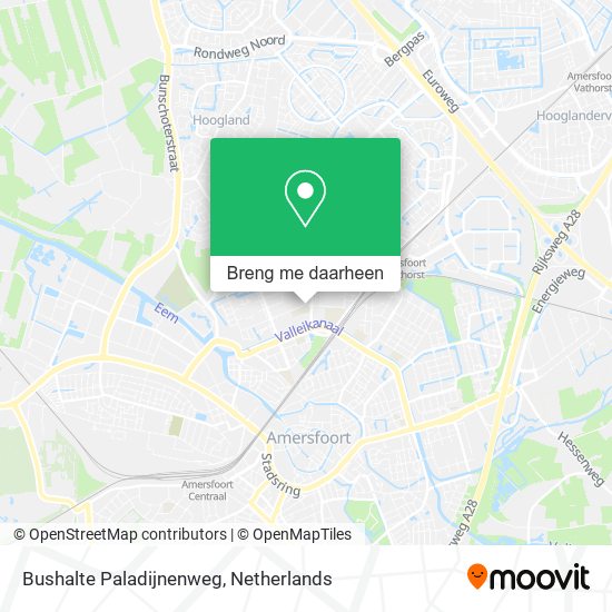 Bushalte Paladijnenweg kaart