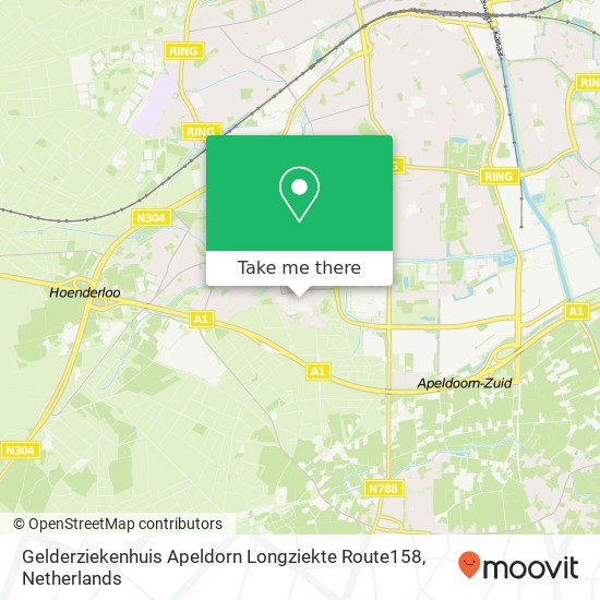 Gelderziekenhuis Apeldorn Longziekte Route158 kaart