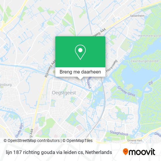 lijn 187 richting gouda via leiden cs kaart