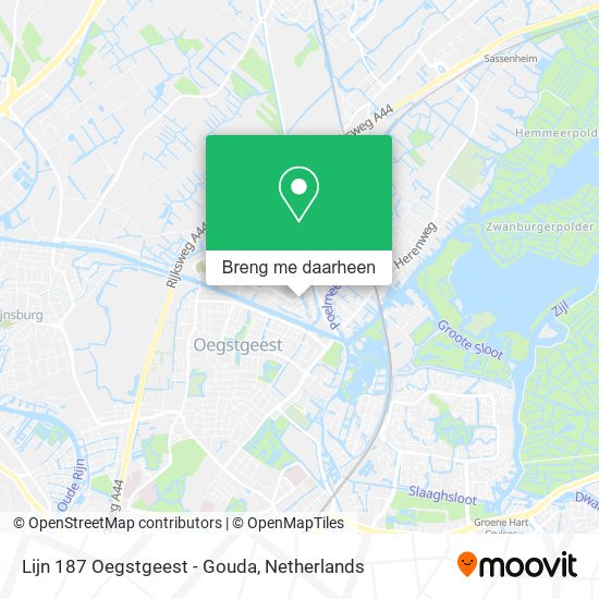 Lijn 187 Oegstgeest - Gouda kaart