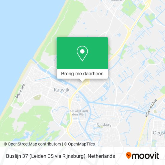 Buslijn 37 (Leiden CS via Rijnsburg) kaart