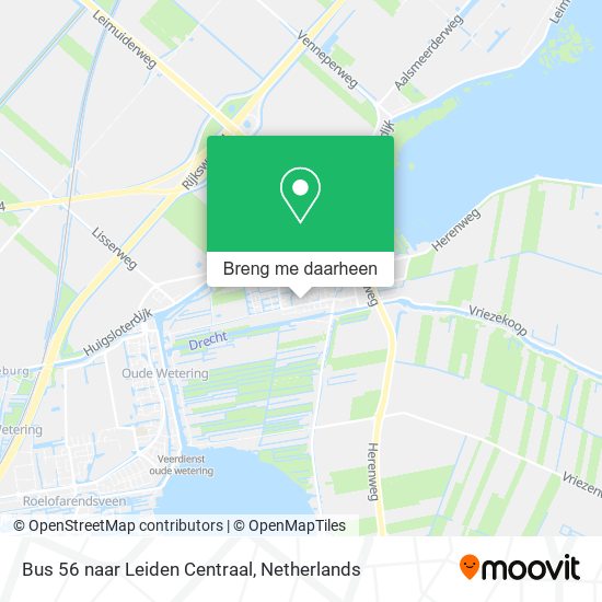 Bus 56 naar Leiden Centraal kaart