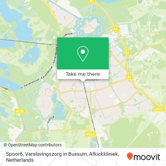 Spoor6, Verslavingszorg in Bussum, Afkickkliniek kaart
