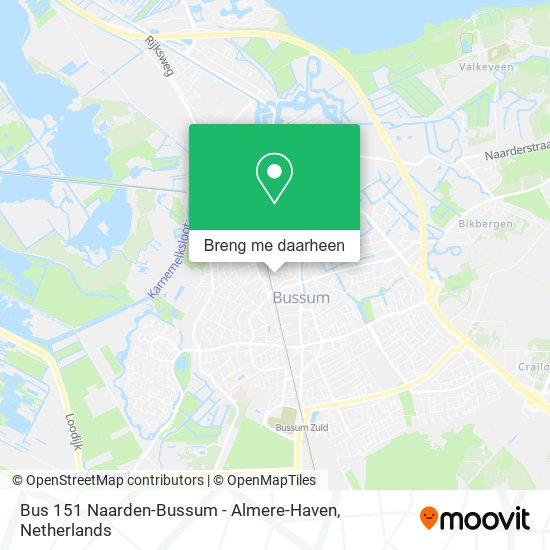 Bus 151 Naarden-Bussum - Almere-Haven kaart
