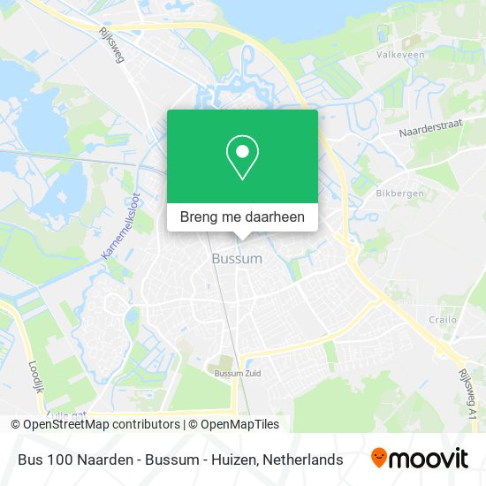 Bus 100 Naarden - Bussum - Huizen kaart