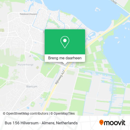 Bus 156 Hilversum - Almere kaart