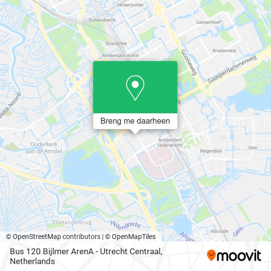 Bus 120 Bijlmer ArenA - Utrecht Centraal kaart
