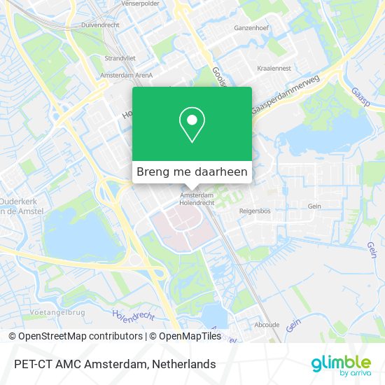 PET-CT AMC Amsterdam kaart