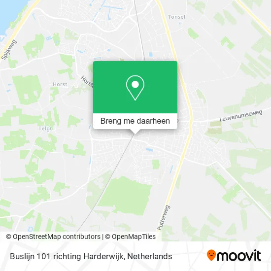 Buslijn 101 richting Harderwijk kaart