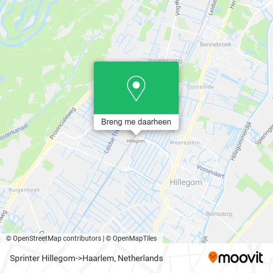 Sprinter Hillegom->Haarlem kaart