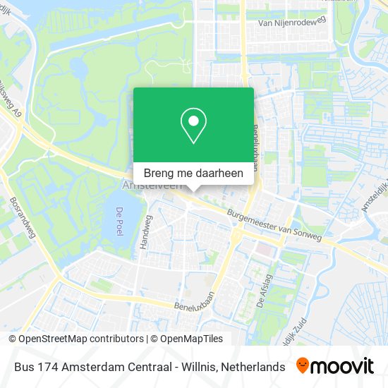Bus 174 Amsterdam Centraal - Willnis kaart