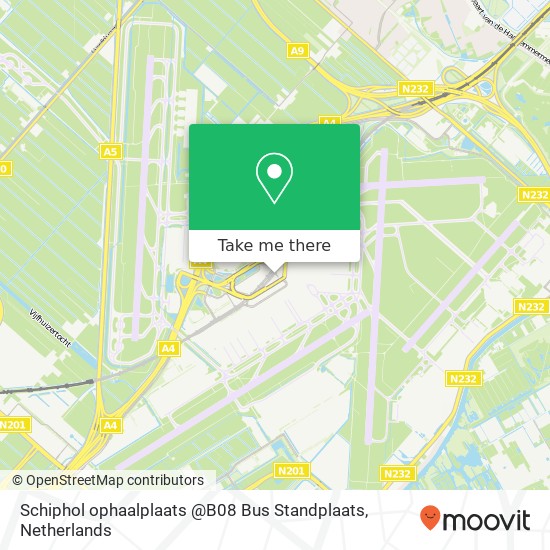 Schiphol ophaalplaats @B08 Bus Standplaats kaart