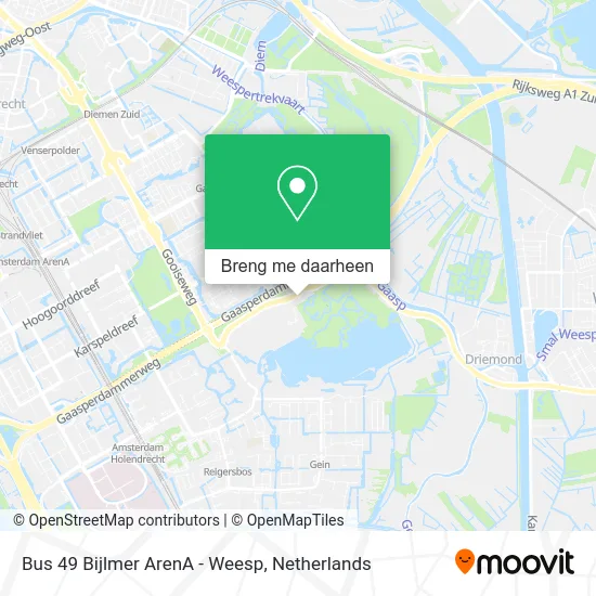 Bus 49 Bijlmer ArenA - Weesp kaart