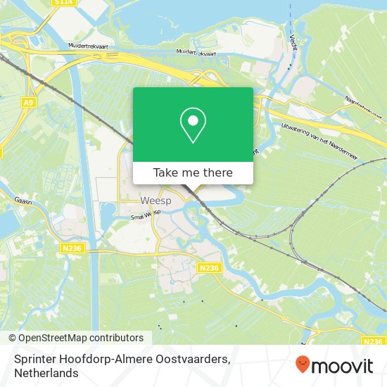 Sprinter Hoofdorp-Almere Oostvaarders kaart