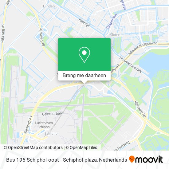 Bus 196 Schiphol-oost - Schiphol-plaza kaart