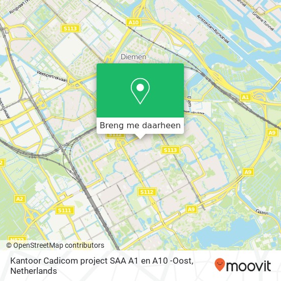 Kantoor Cadicom project SAA A1 en A10 -Oost kaart