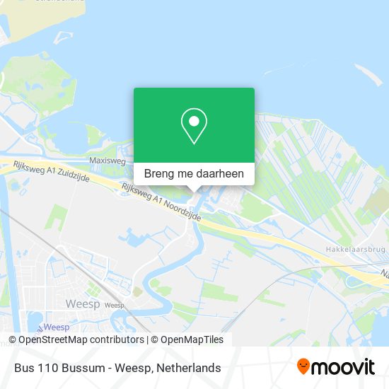 Bus 110 Bussum - Weesp kaart