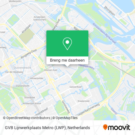 GVB Lijnwerkplaats Metro (LWP) kaart