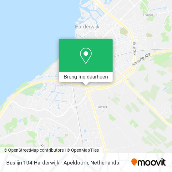 Buslijn 104 Harderwijk - Apeldoorn kaart