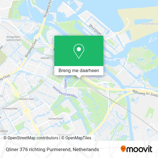 Qliner 376 richting Purmerend kaart