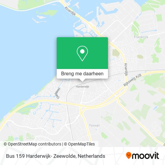 Bus 159 Harderwijk- Zeewolde kaart