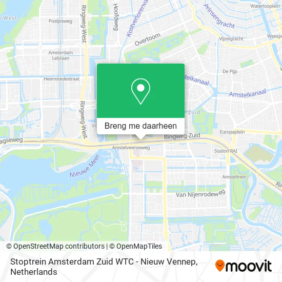 Stoptrein Amsterdam Zuid WTC - Nieuw Vennep kaart